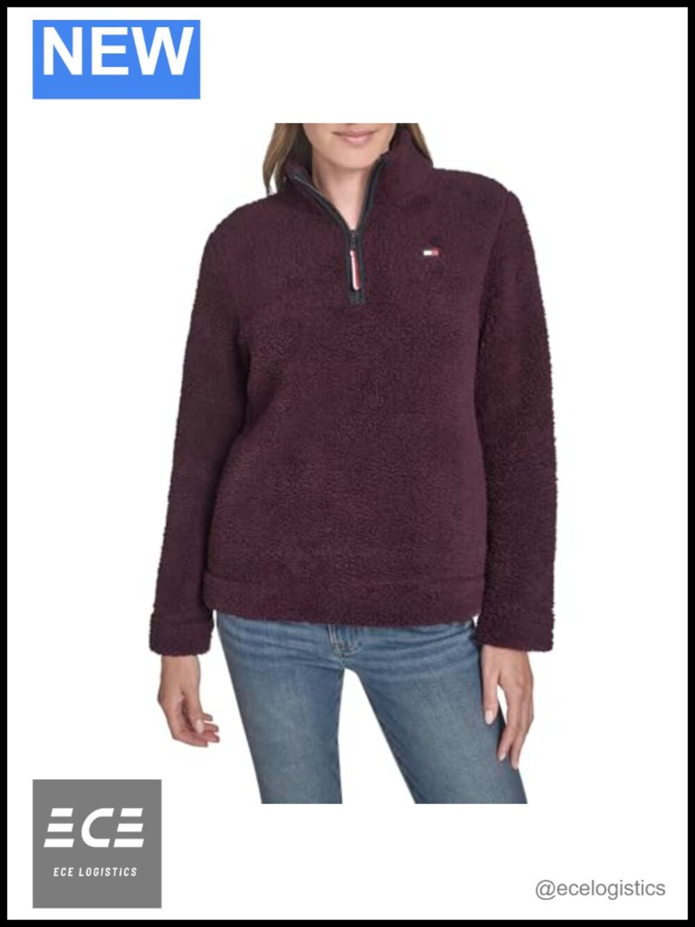 Quarter Zip Mockneck Sherpa Soft Pullover Relaxed Fit